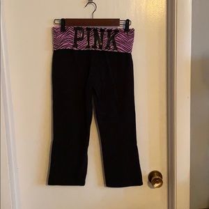 Woman’s black 3/4 leg yoga pants